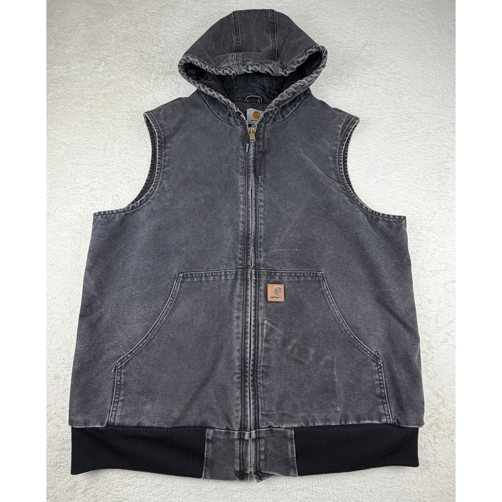 Y2K Carhartt Quilted Hooded Vest "Black"‎ 100121-001 Men's X-Large